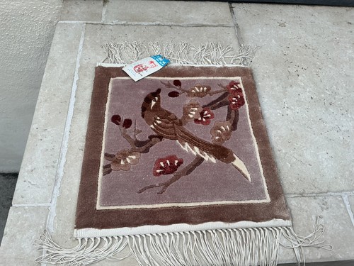 Vintage chinese small silk rug - chinese,
