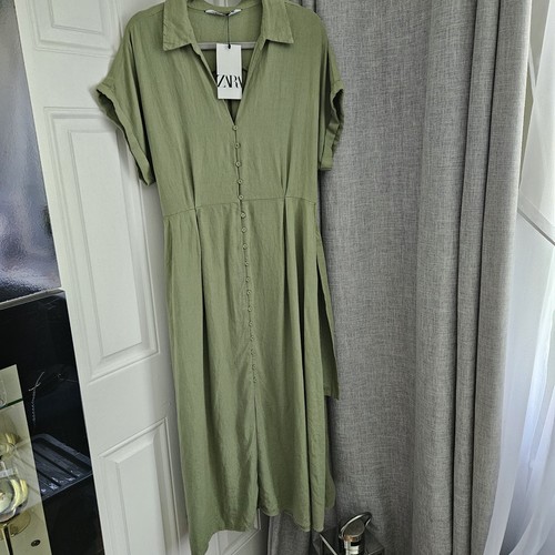 Zara sage green midi dress - zara, xl