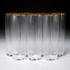 Antique Hand Blown Gold Gilt Rim Edge Tumbler Drinking Glasses Iris Apfel 7pc