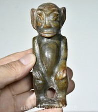 4.4" Old Chinese natural HeTian Jade carved Dynasty man People Statue