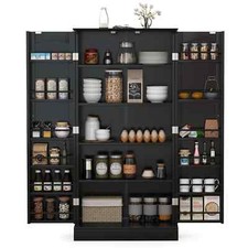 kitchen Pantry Cabinet 120cm Food Pantry Cabinet with Doors & Adjustable Shelves