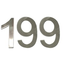 Stick-On House Numbers - No 199 - Stainless Steel - 10cm - Door, Fence, Gate