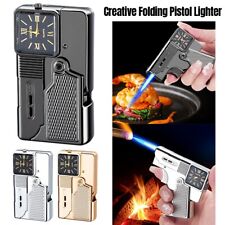 Portable Butane Torch Lighter Watch - Refillable Blue Flame Gun Lighter with