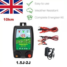 Electric Fence Energiser Unit 12v Battery Power 2J 10km Horse Fencing Kit (12KV)