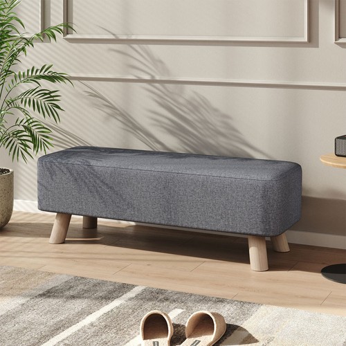Grey linen long bench - linen, 81cm