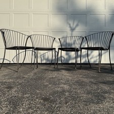Set Four Mid Century Russell Woodard Pinecrest Wrought Iron Patio Dining Chairs