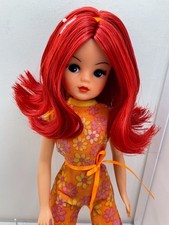 OOAK Custom Rerooted Repainted Vintage Sindy Doll Red Hair New Lashes Playsuit 