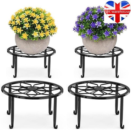 Black metal plant pot - black, stand