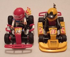 Playmobil 2018 Red #14 With Flames & Yellow # 8 Race Car With Drivers