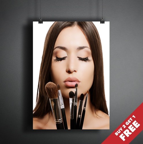 Natural makeup brushes - natural, poster