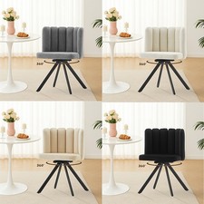 Single Swivel Dining Chair Velvet/Linen Petal Back Metal Legs Multicolor