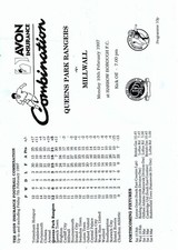 Teamsheet - QPR Reserves v Millwall Reserves 1996/7