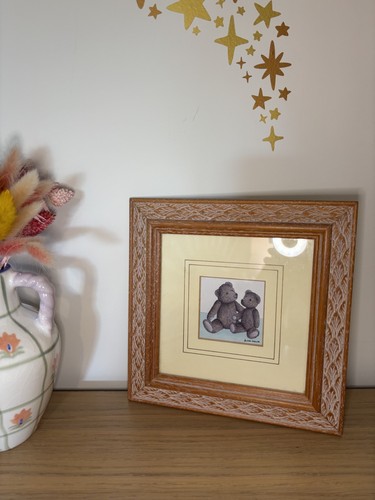 Vintage framed teddy - vintage,