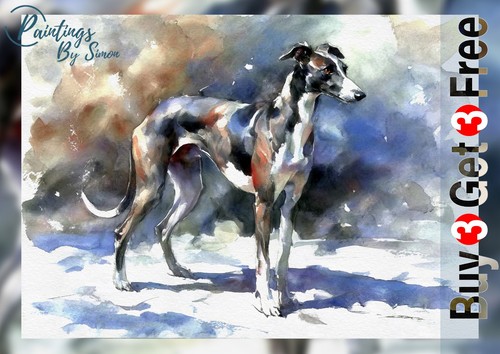 Greyhound 5x7 print matte - on,