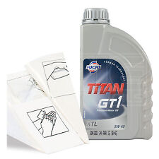 Engine Oil Top Up Fuchs TITAN GT1 XTL 5W-40 1 LITRE 1L + Gloves Wipes Funnel
