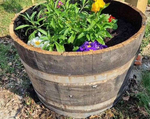 Large oak half wine barrel - half,