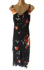 Joseph Ribkoff  Midi dress 14 Black & multicoloured  overalyed chiffon (8942