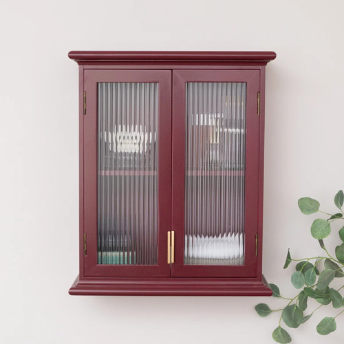 Mulberry red reeded - reeded, glass