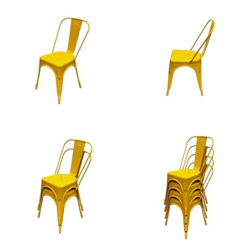 Yellow metal dining chairs - yellow,