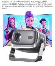 Projector 4K, Smart Mini