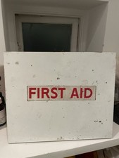 Vintage Wooden First Aid Box – Industrial Medical Cabinet with Original Contents