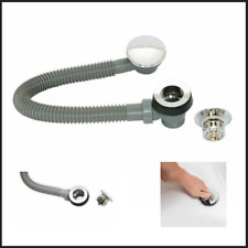 Bath Waste Plug Chain Or Round Pop Up Waste Overflow Chrome Black Brushed Brass