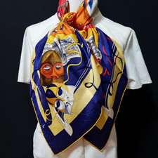 RARE VINTAGE HERMES Silk Scarf "Le Carnaval de Venise" Carre 90 Duty-free US