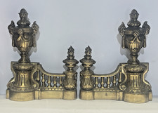 Pair of Heavy Antique French Louis XVI Style Brass/ Bronze Fireplace Fenders