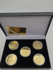 5 X FIVE KRUGERRAND SOUTH AFRICA 1974 1OZ GOLD COINS WITH CARD & CASE
