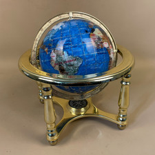Antique Globe Metal Gold Stone