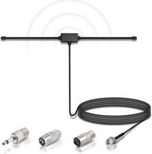 DAB FM Radio Antenna Dipole Aerial with 3m Extension Cable Indoor Use UK