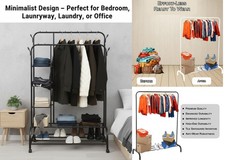Heavy Duty Metal Double Rail Clothes Garment Hanging Rack Shelf Display Stand UK