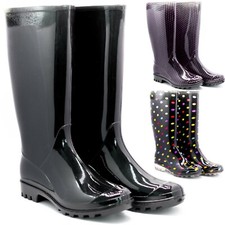 LADIES FESTIVAL WOMENS WELLIES RAIN WATERPROOF GARDEN WELLINGTON BOOTS SHOES SZ