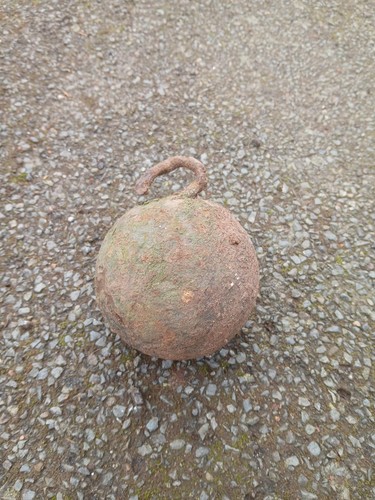 Antique cannon ball with hook - cannon,