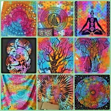 Tie Dye Indian Multi Colour Tapestry Wall Hanging Hippie Bed Throw Boho Cover UK