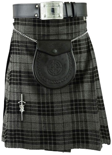 Grey scottish kilt - grey, tartan