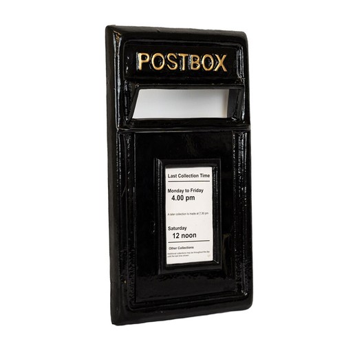 Black metal post box front - black,
