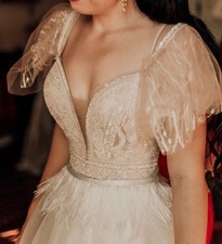 Dreamy Boho/Princess style ball gown beige wedding dress