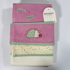 Nursery Dormouse Curtains & Tieback Prickles & Whiskers Pink Green Hedgehog