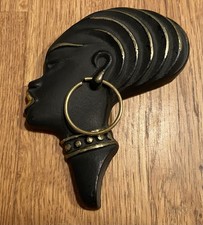 Vintage Retro Brass African Lady Wall Plaque 