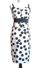Michaela Louisa White/Black Spot Occasions Party Pencil Dress Size 12 Never Worn
