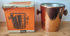 Stockli Netstal Hammered Copper Wine Champagne Cooler Ice Bucket- Boxed - c1970s