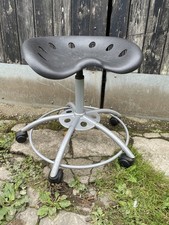 Vintage Ikea black Tractor Chair Saddle Seat Swivel Stool on wheels