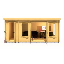 Shire Elm 10Gx17 Multiroom Pent Log Cabin 19mm interlock  Cladding