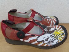 Dr Doc Martens 12585 Shoes Womens US 6 Red Skulls Rising Sun Canvas Mary Jane