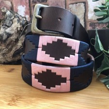 Polo Leather belt Argentina Leather 3.5mm thick & 35 mm wide Pink Unisex Belt UK