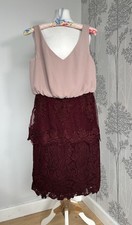 Reiss Rose Dress Burgundy Lace Party Cocktail Size Uk 8
