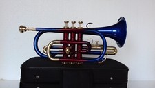 STUDENT!Bb CORNET MULTICOLOR BRASS FINISH  FREE HARD CASE+MOUTHIPIECE