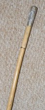 Vintage Bamboo British Military Swagger Stick - Silver Top Solihull School OTC