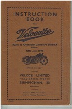 VELOCETTE 350cc KSS Mk2 & KTS Mk2 1950 OWNERS INSTRUCTION & MAINTENANCE HANDBOOK